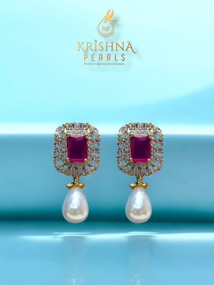 Best Pearls Jewellery - Double Layer Ruby Studded Broch Set