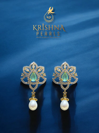 Real Pearls Three Row Blue Quartz Studded Necklace Set