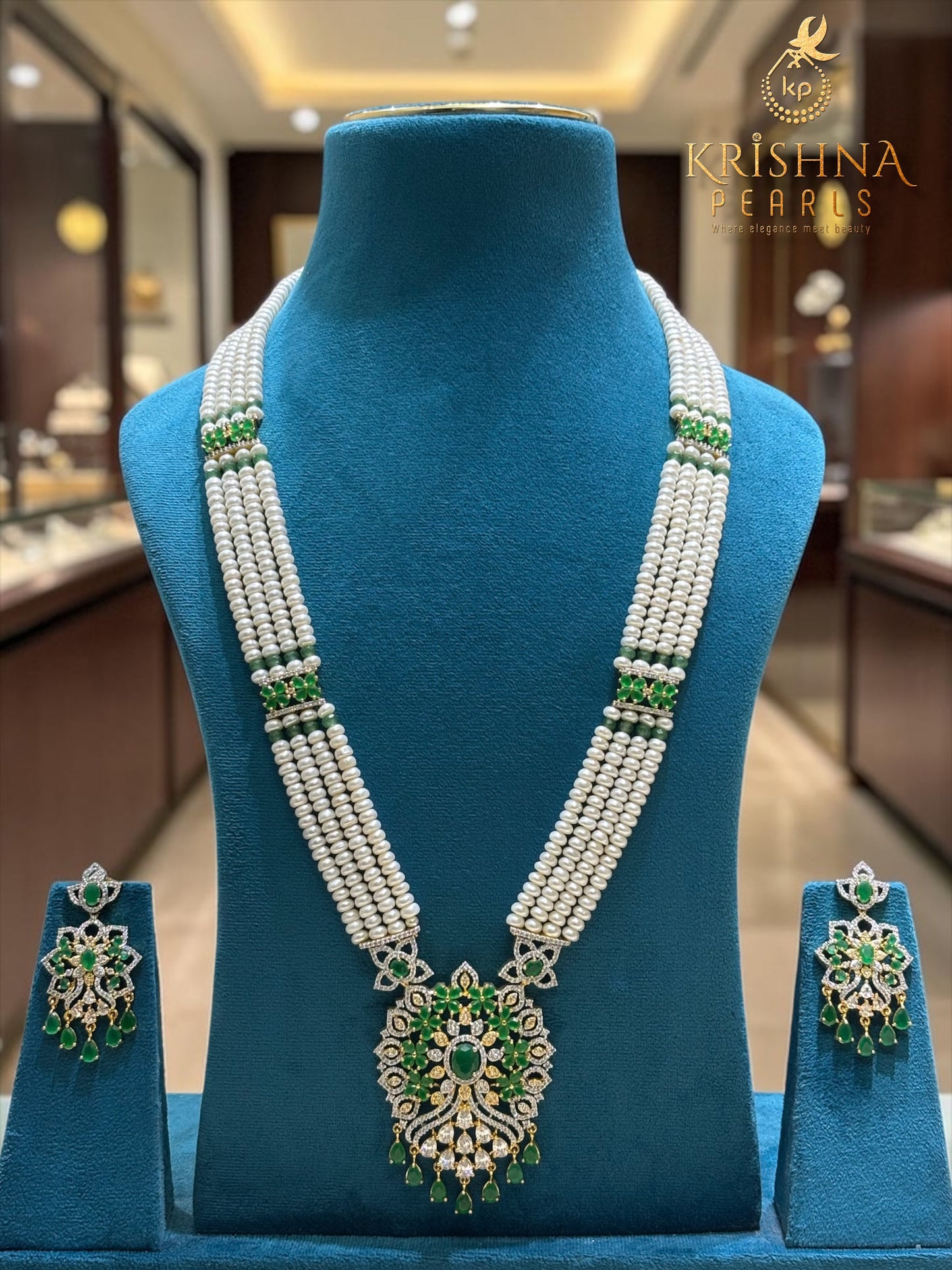 Classy Long Pearl Necklace Set