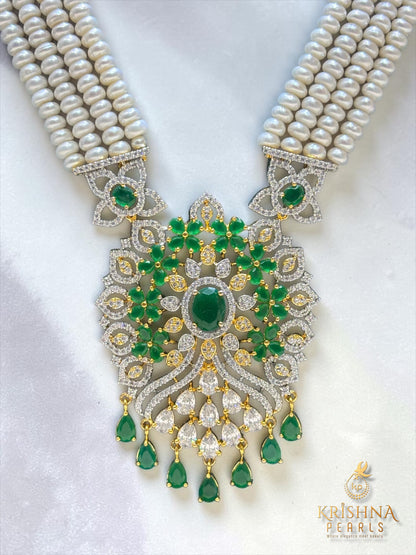 Classy Long Pearl Necklace Set