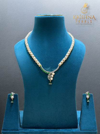 Elegant Button Pearl Studded Necklace Set