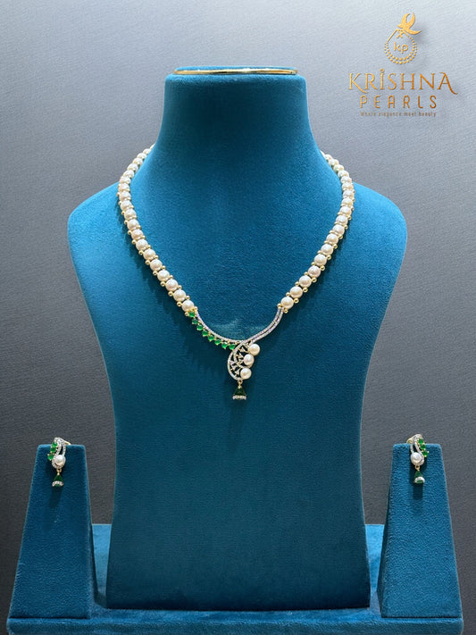 Elegant Button Pearl Studded Necklace Set