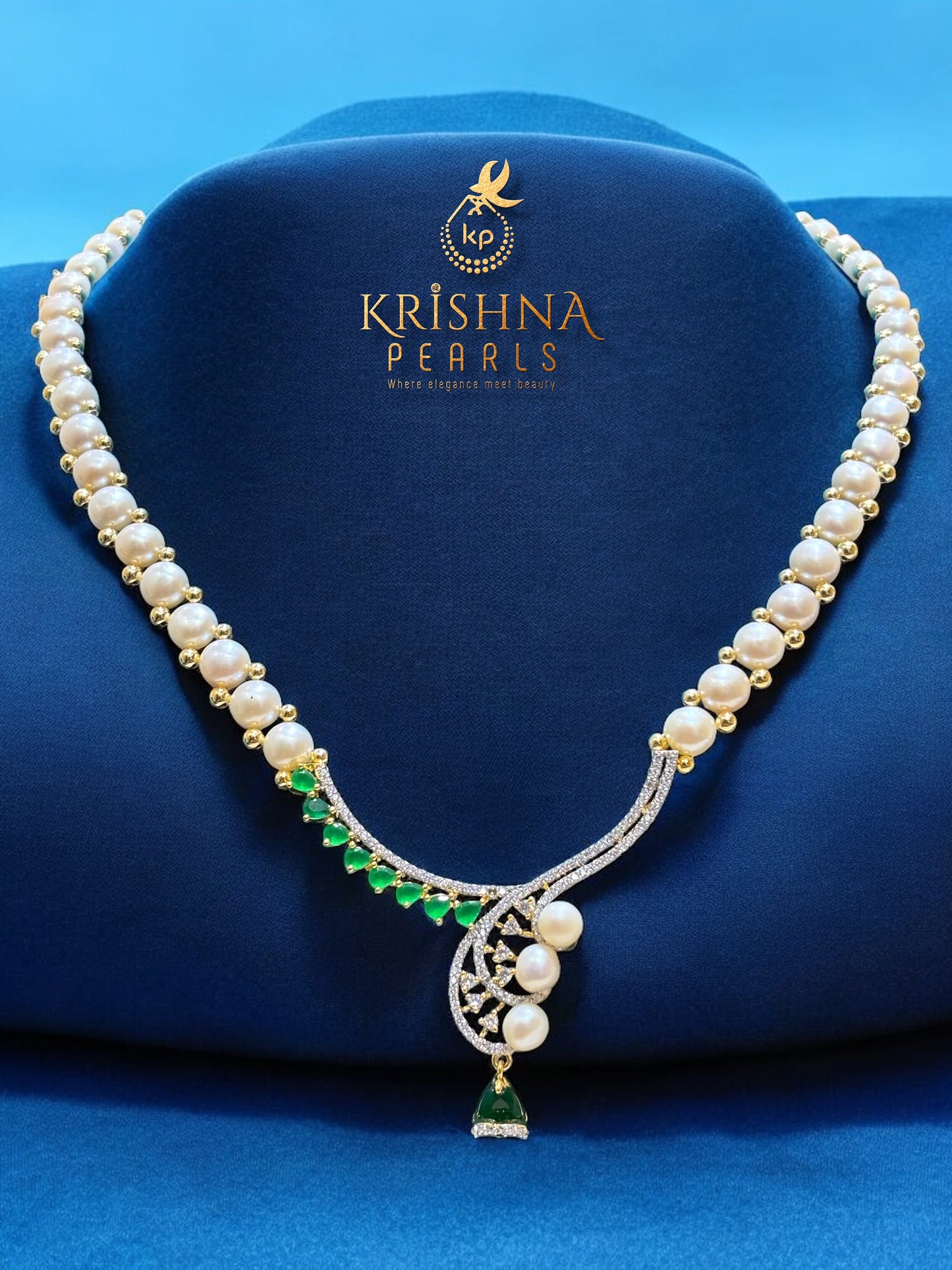 Elegant Button Pearl Studded Necklace Set