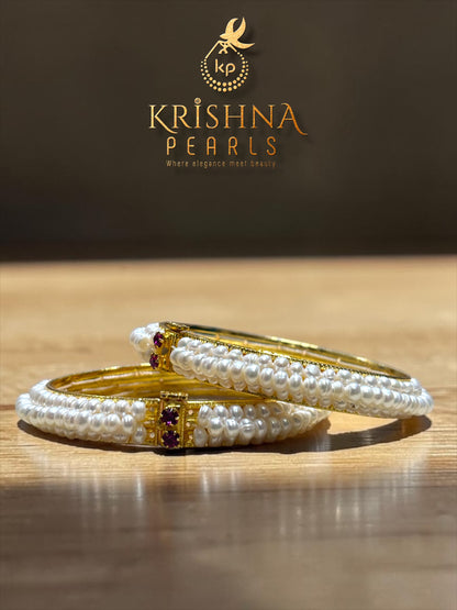 Pearls Bangle In Three Layers - Pearl Bangle Jewellery