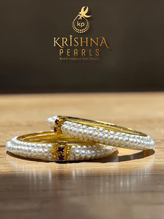 Pearls Bangle In Three Layers - Pearl Bangle Jewellery