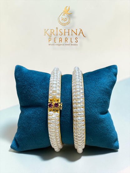 Pearls Bangle In Three Layers - Pearl Bangle Jewellery