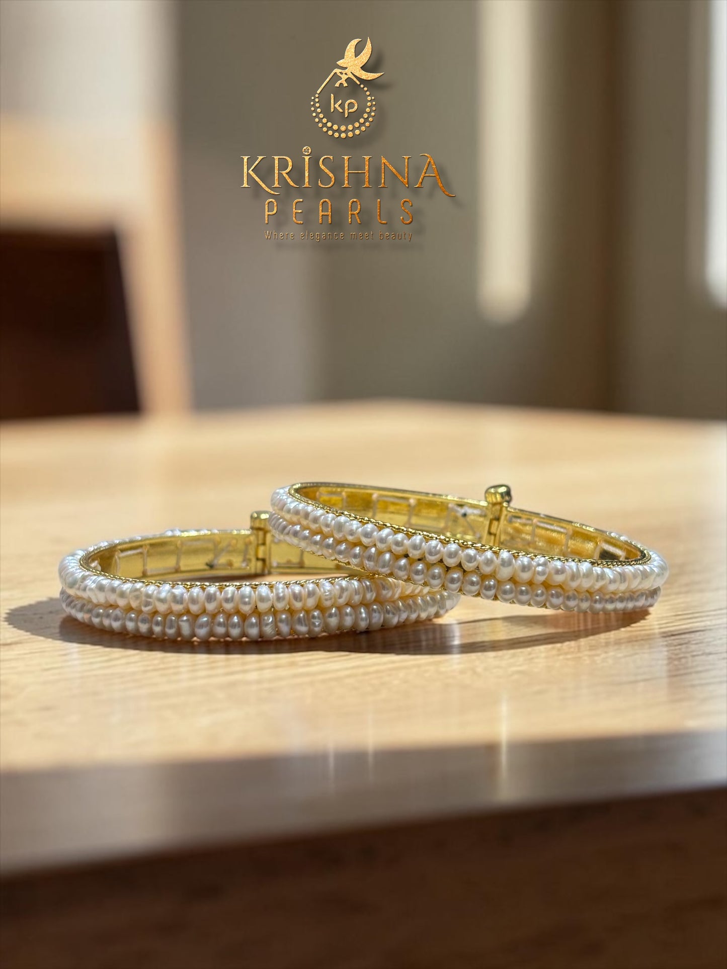 Pearls Bangle In Two Layers - Pearl Bangle Jewellery