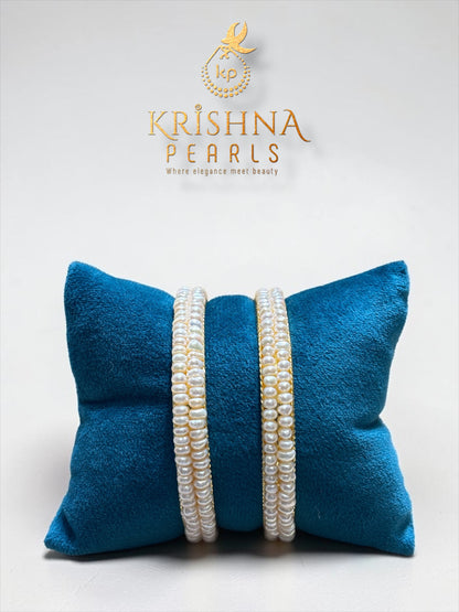 Pearls Bangle In Two Layers - Pearl Bangle Jewellery