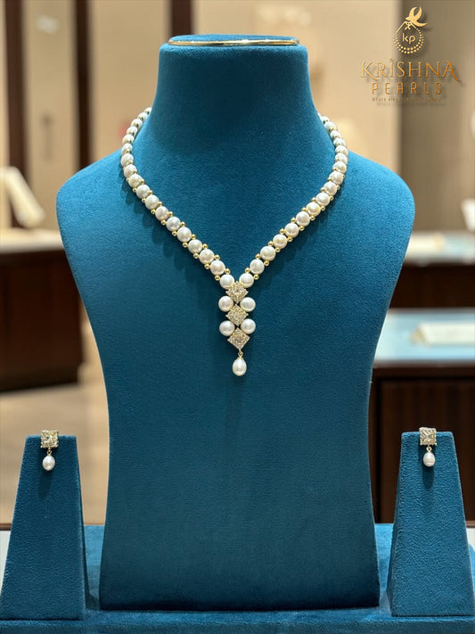 Pretty Button Pearls Necklace Set