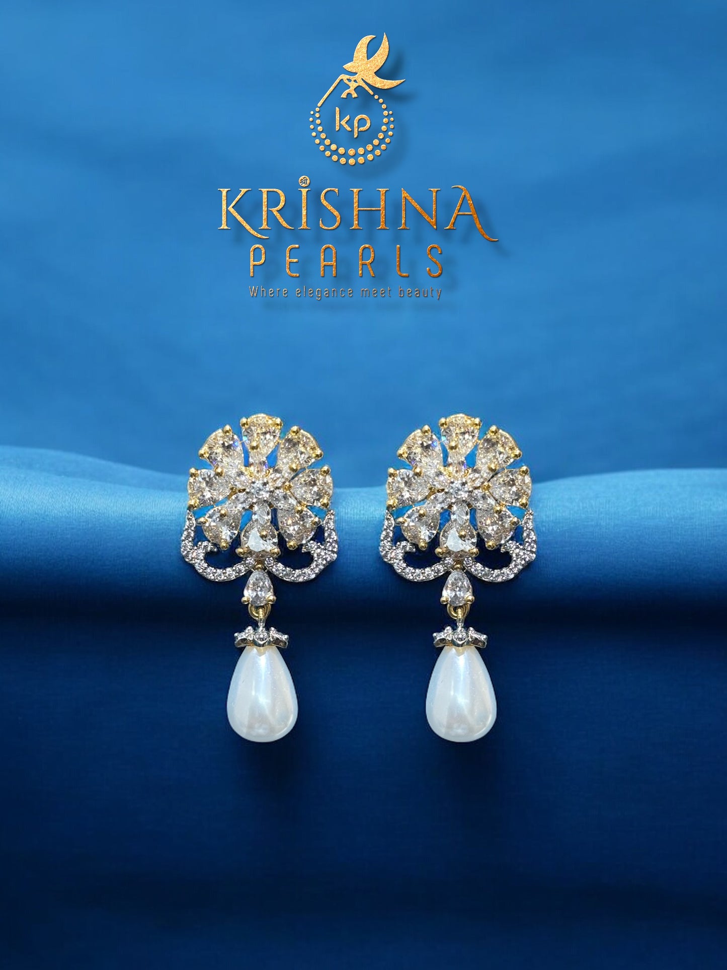 Elegent Two Line Side Broch Pearls Set