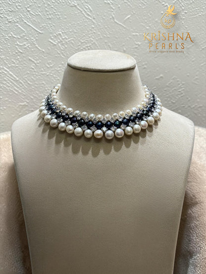 Twilight Button Pearls Necklace Set