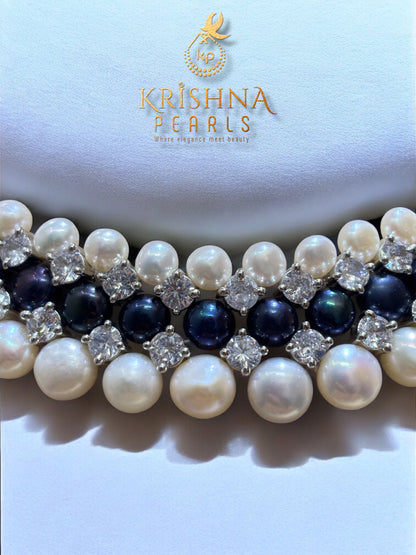 Twilight Button Pearls Necklace Set