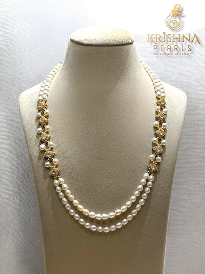 Real Pearls Rose Quartz Studded Broch Set