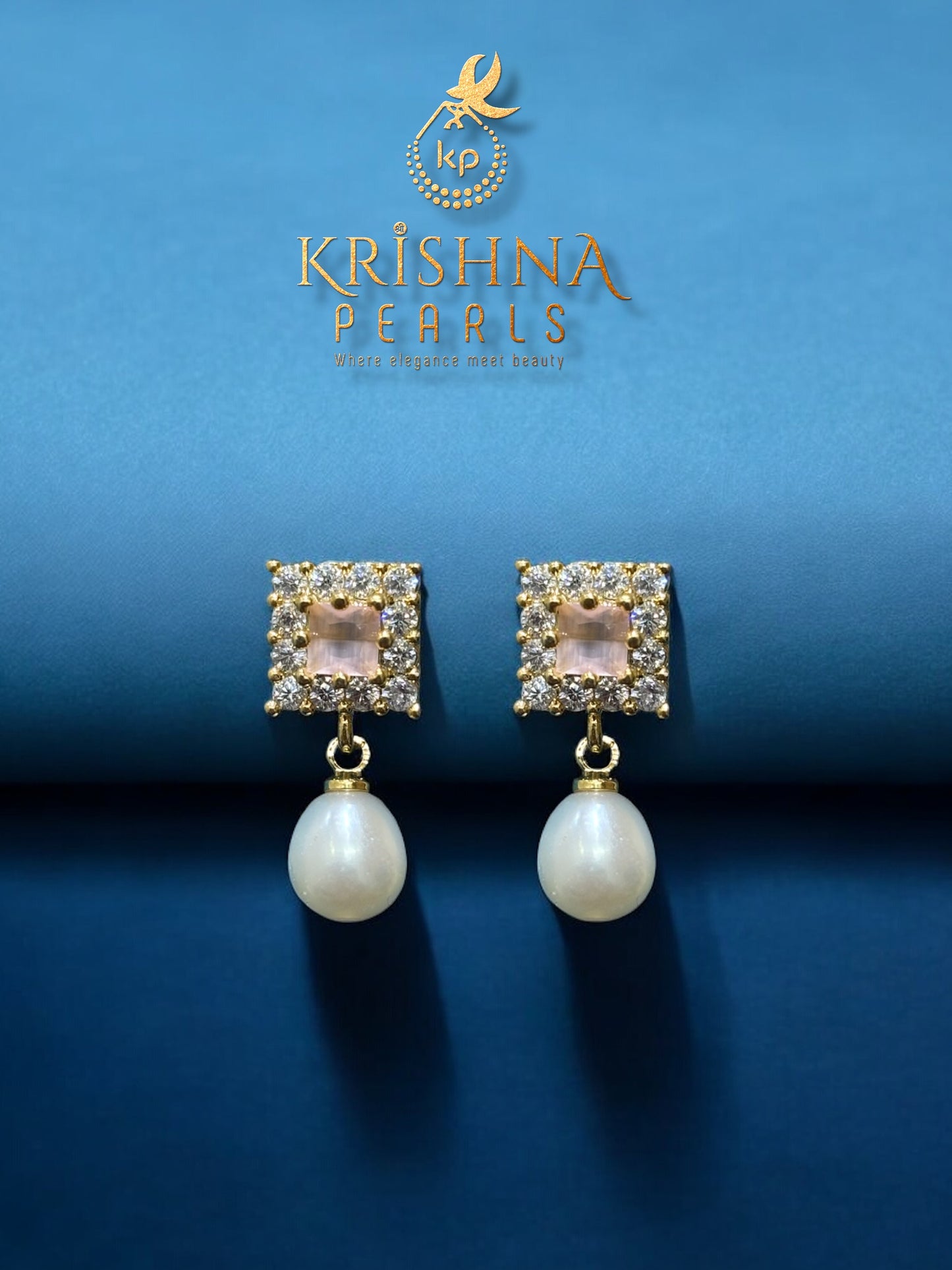 Real Pearls Rose Quartz Studded Broch Set