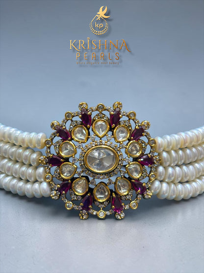 Exclusive Nizami Pearl Choker Set Four Line