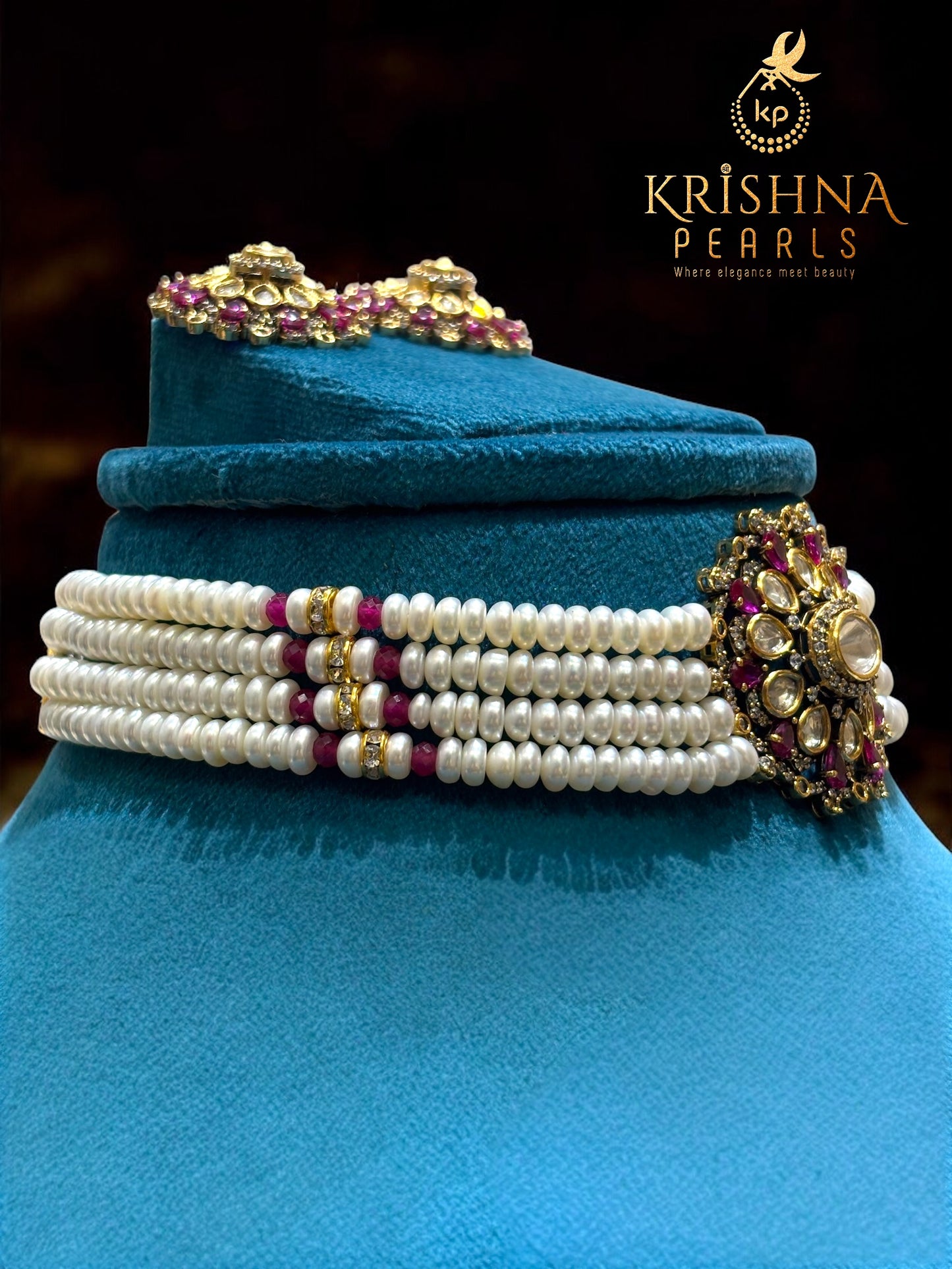 Exclusive Nizami Pearl Choker Set Four Line
