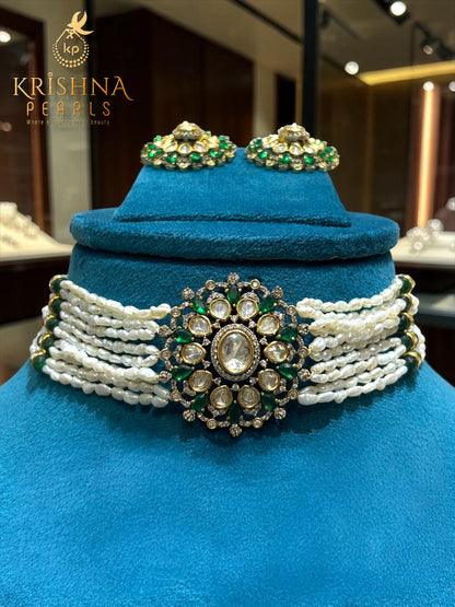 Nizami Heritage 10-Layer Rice Pearls Choker Set