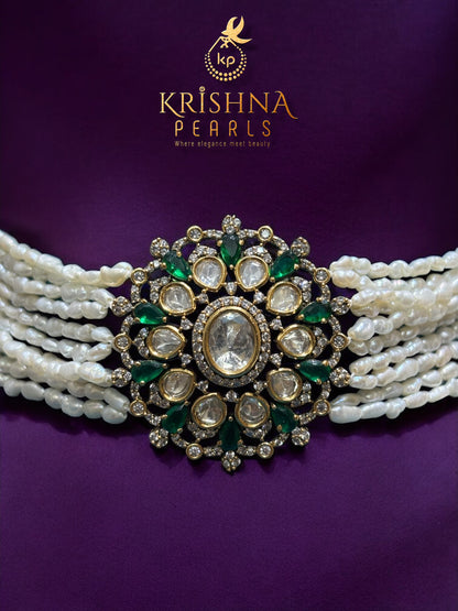 Nizami Heritage 10-Layer Rice Pearls Choker Set