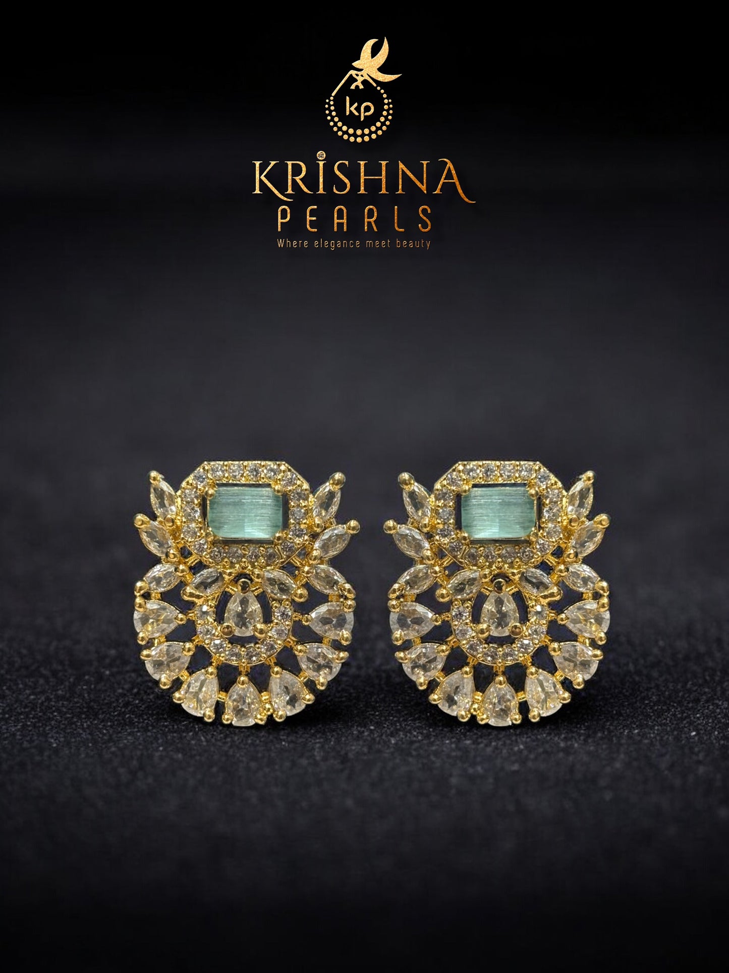 Original Pearls Three Layers Blue Quartz Studded Broch Set