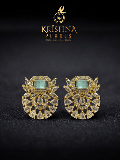 Original Pearls Three Layers Blue Quartz Studded Broch Set