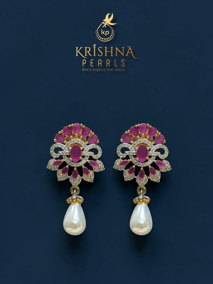 Original Pearls Three Layers Ruby Studded Broch Set