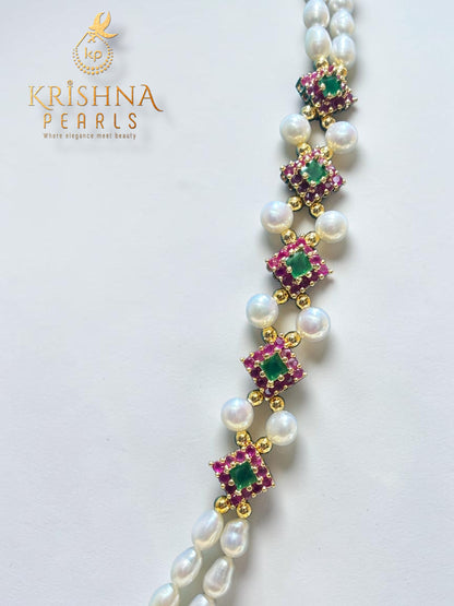 Pearl Necklace For Women - Ruby Emerald Long Necklace