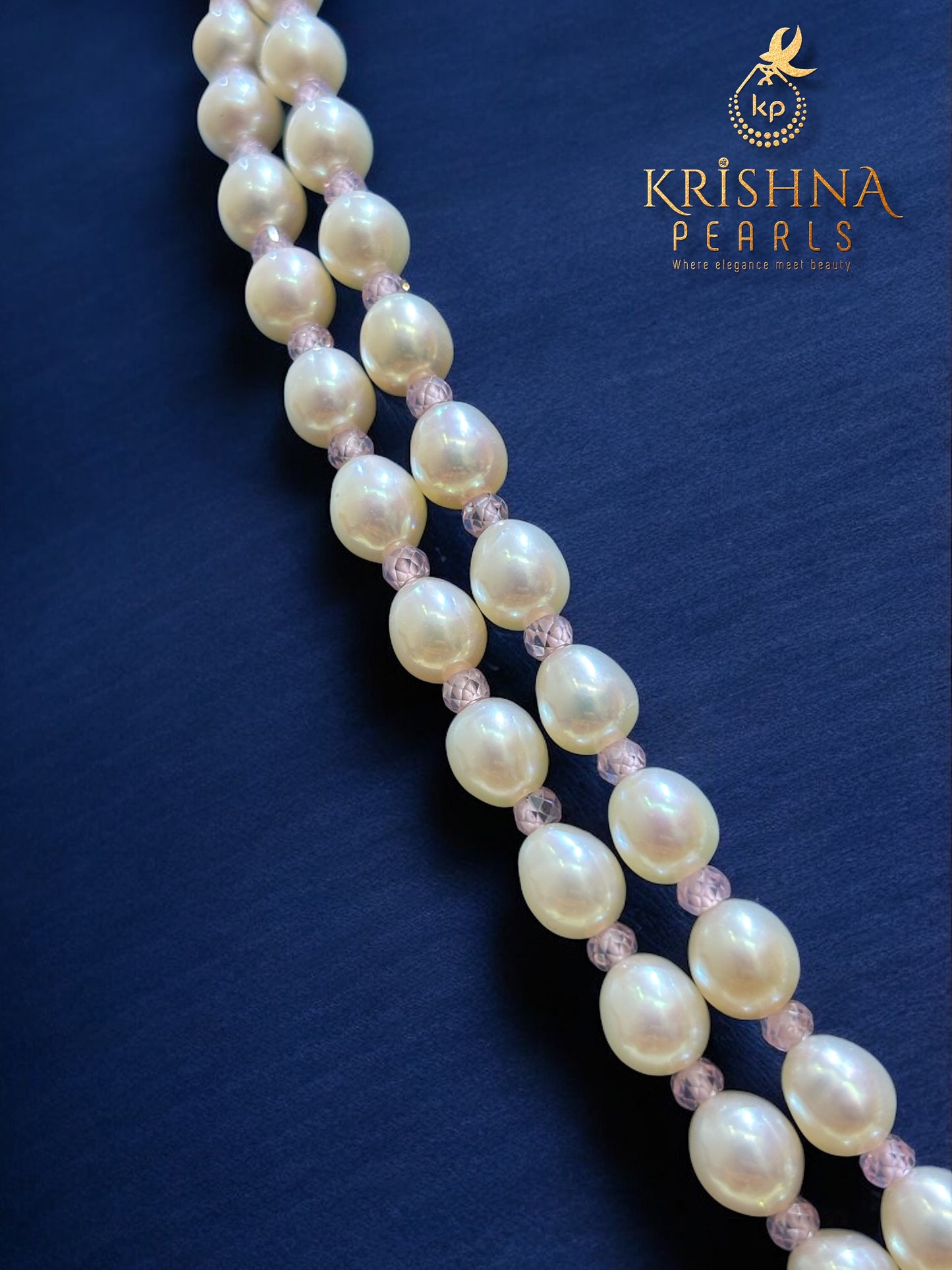 Pearls and Pink CZ Long Necklace Set