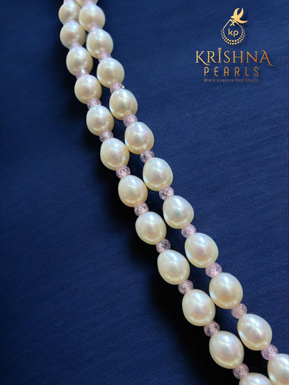 Pearls and Pink CZ Long Necklace Set