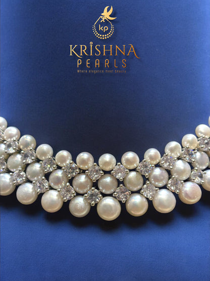 Exclusive Button Pearls With Diamonds Necklace Set