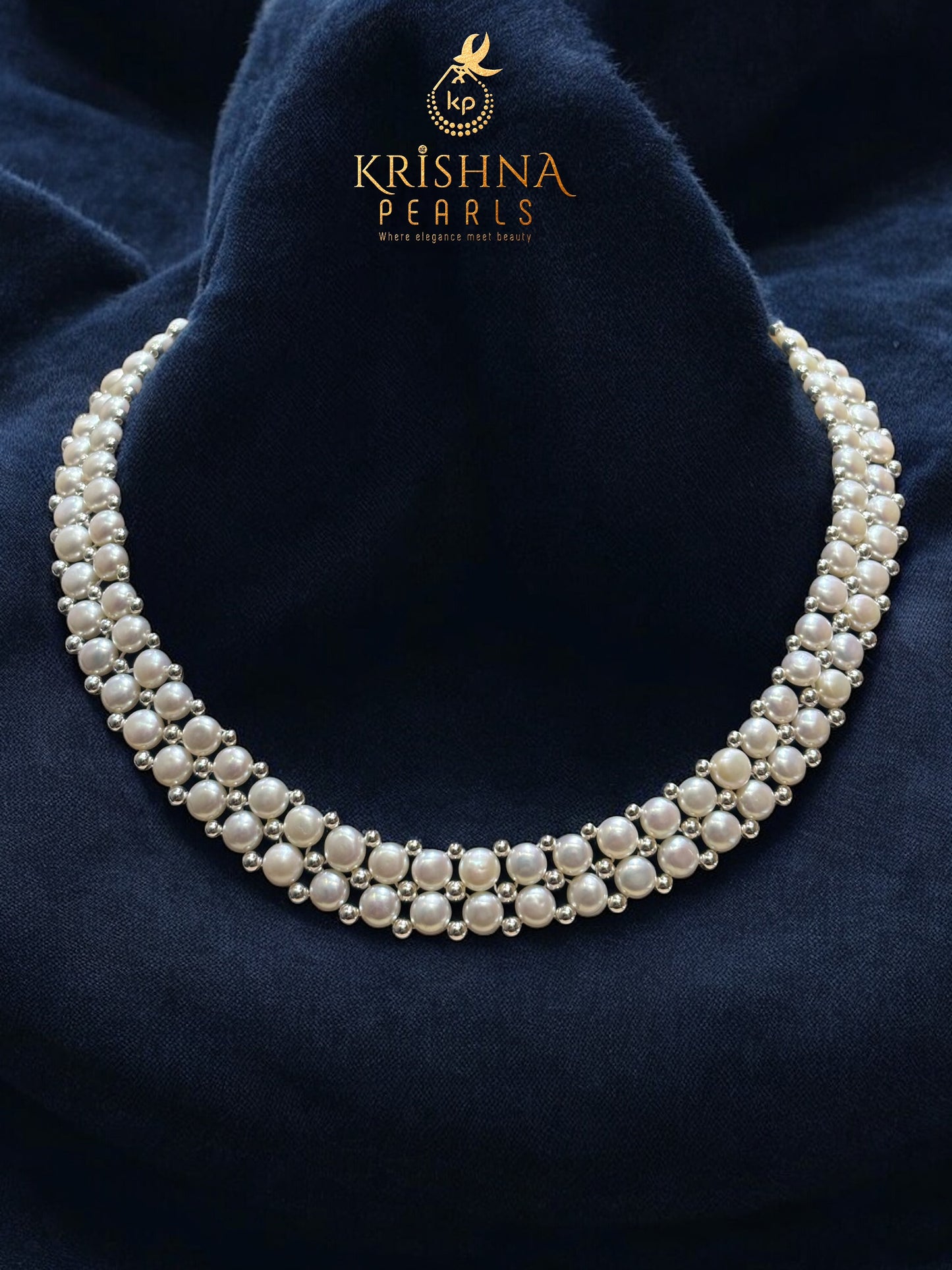 Button Pearl White Necklace Set