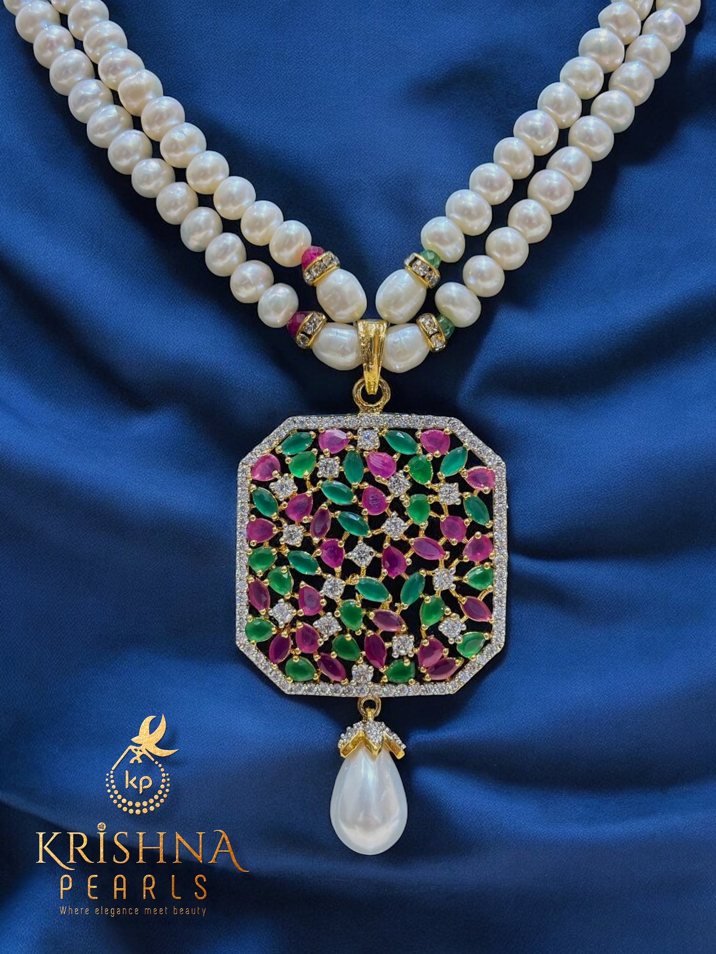 Exclusive Pearls Studded Double Layer Necklace Set