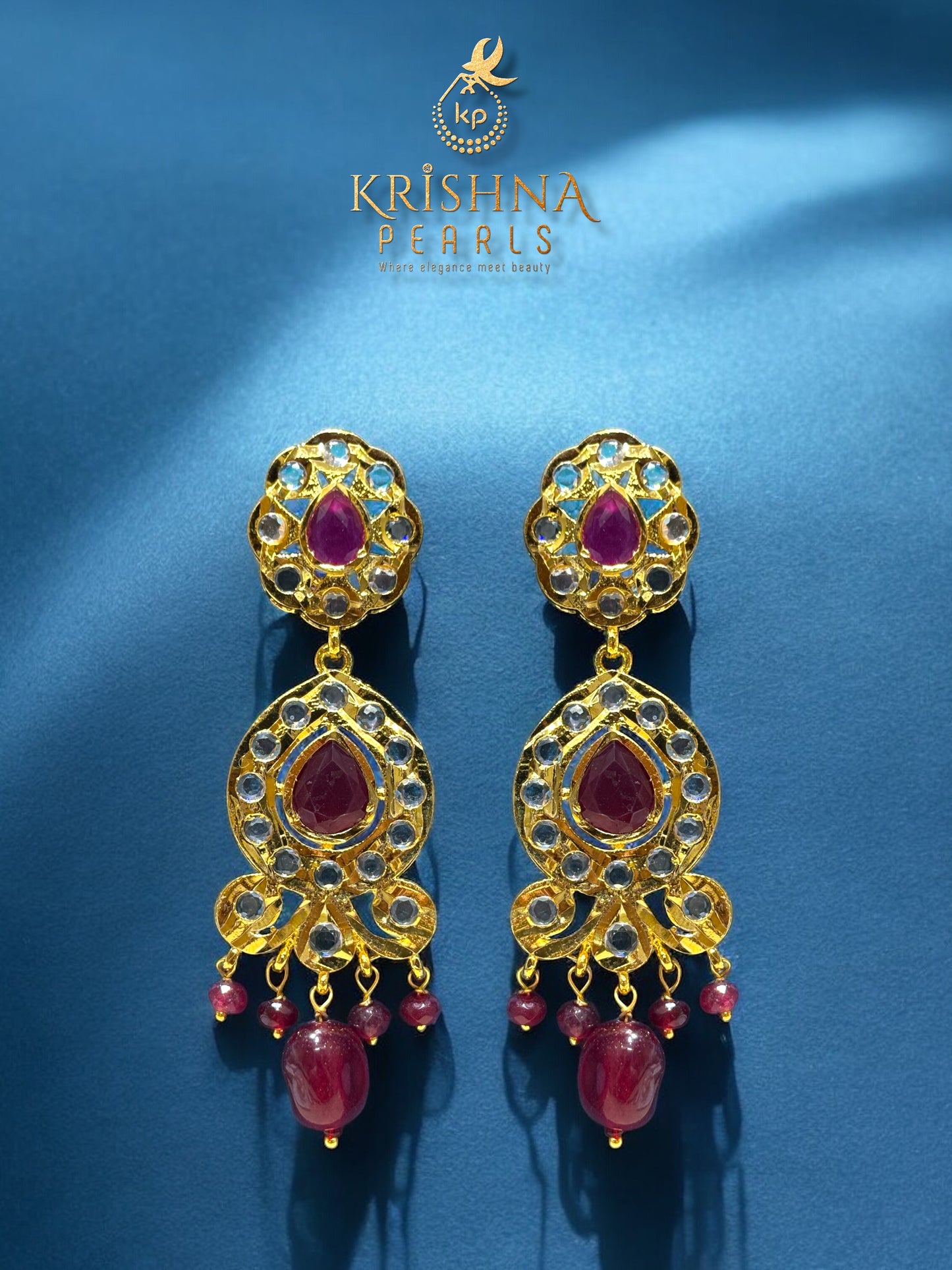 Authentic Pearls Four Layers Nizami Pendent With Rubies Necklace Set