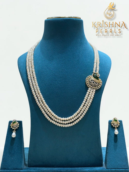 Real Pearl Jewellery - Three Layers Broch Set