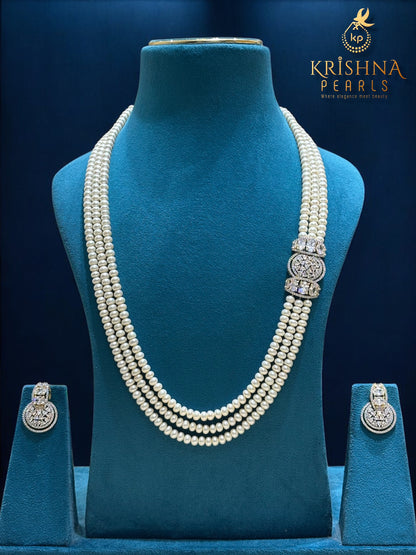 Real Pearls Three Layer Broch Set