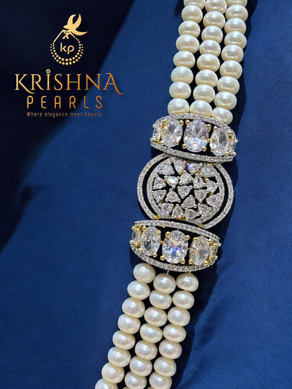 Real Pearls Three Layer Broch Set