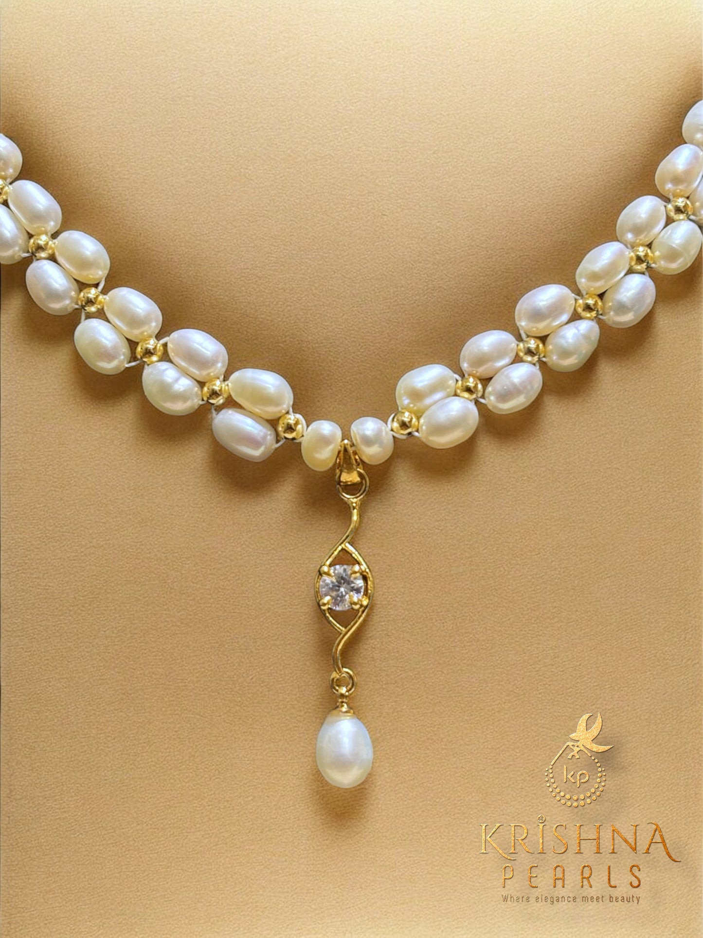 Adorable Oval Pearls Double Layer Necklace Set