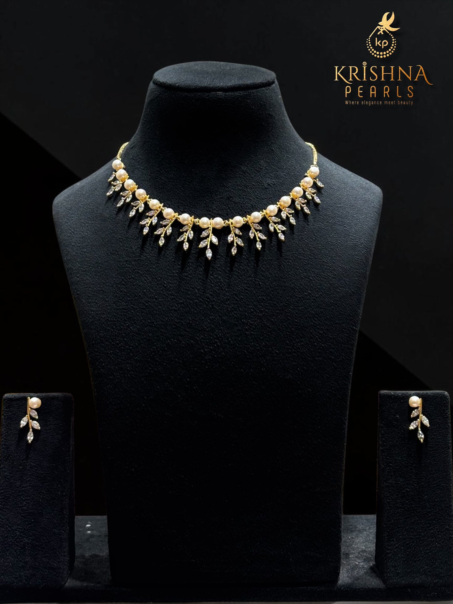 White Pearls Studded Necklace Set