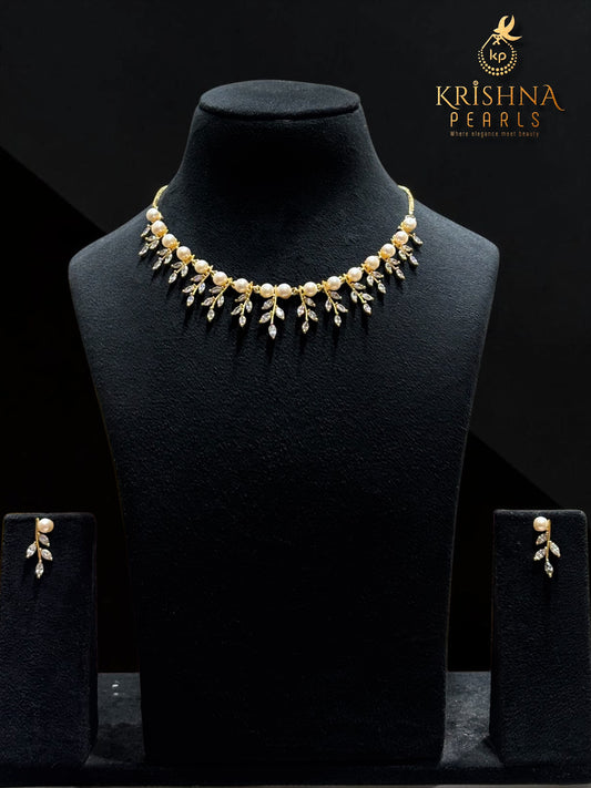 White Pearls Studded Necklace Set
