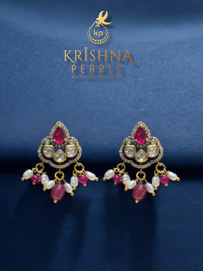 Authentic Pearls Single Layer Red Pendent Set