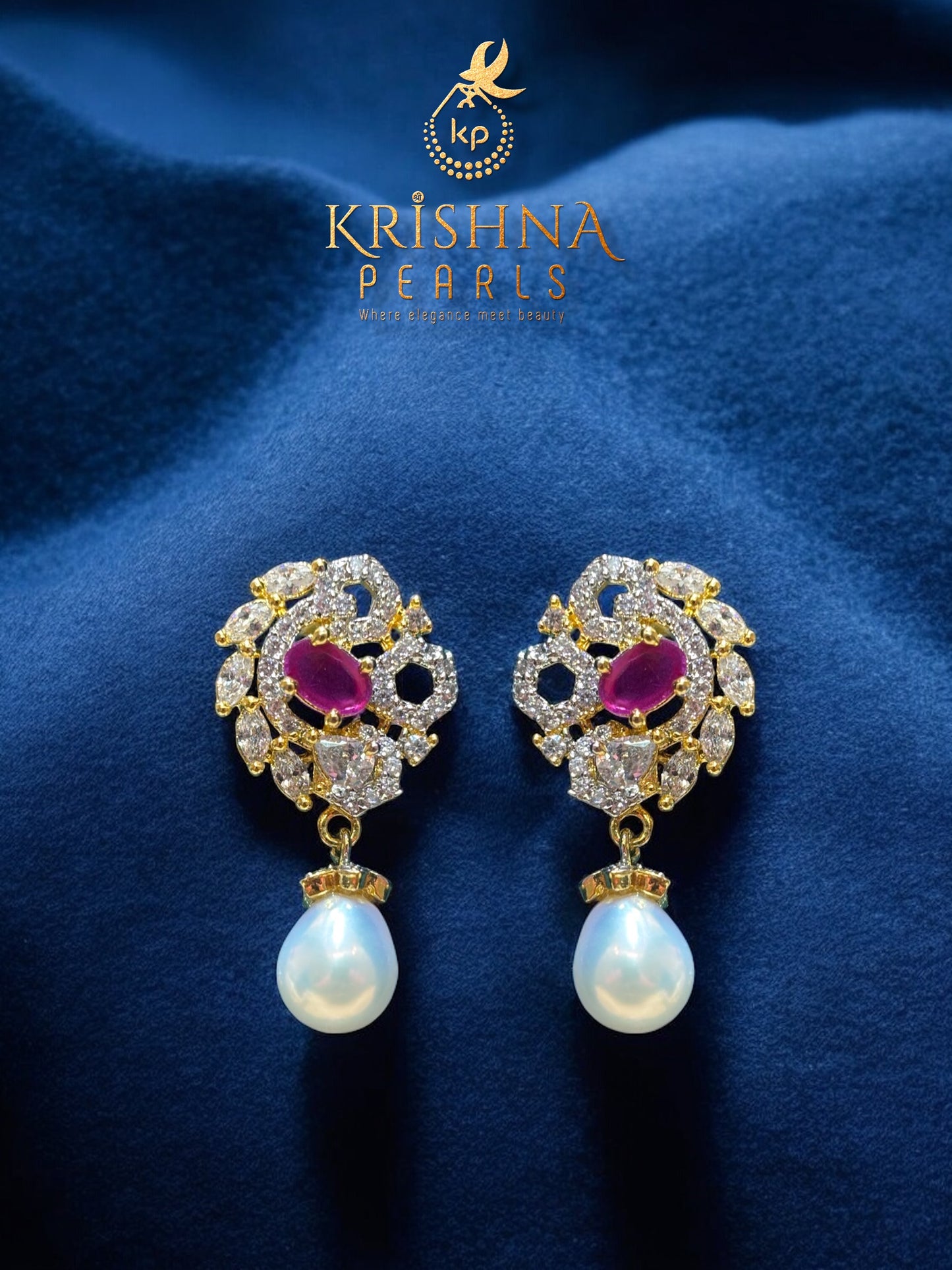 Royal Ruby Pendent With Pearls Necklace Set