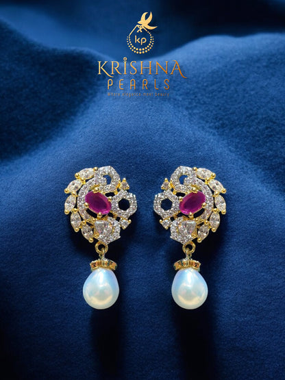 Royal Ruby Pendent With Pearls Necklace Set