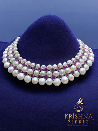 Button Pearls Necklace Set