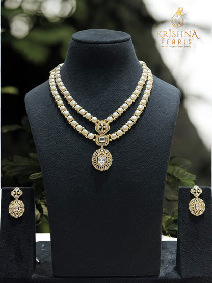 Pretty Button Pearls Necklace Set
