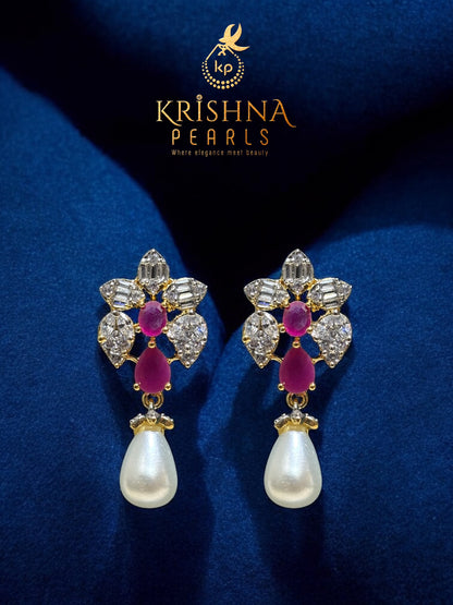 Royal Ruby Studded Pendent With Pearls Necklace Set