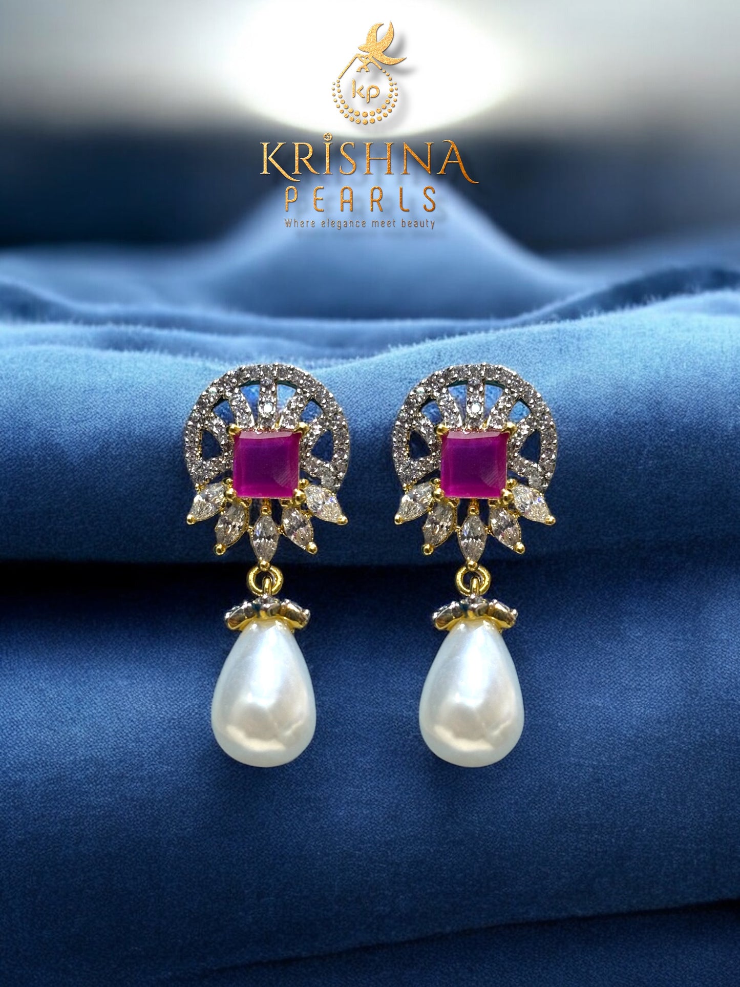 Designer Ruby & Pearl Hanging Pendent Set