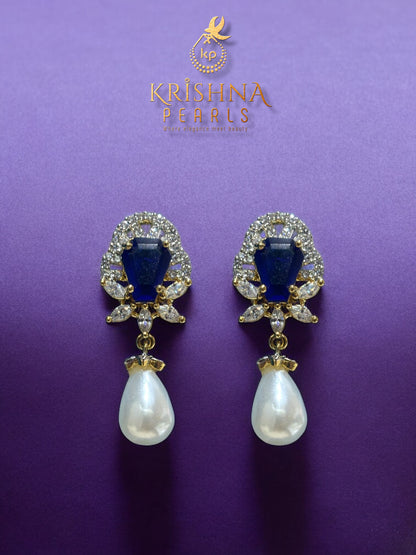 Real Pearls Two Layers Blue Sapphire Studded Necklace Set