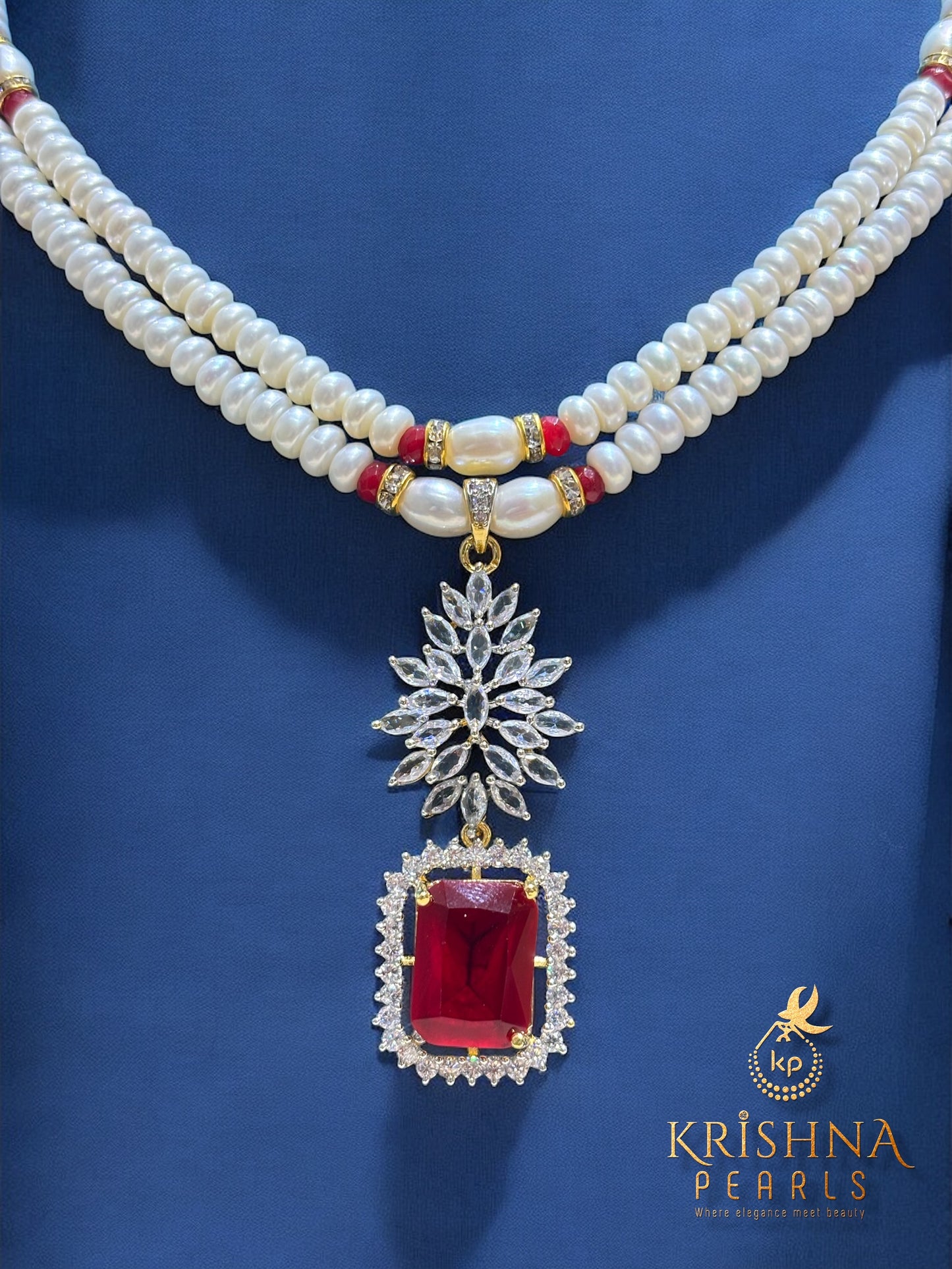 Pearls With Ruby Necklace Set