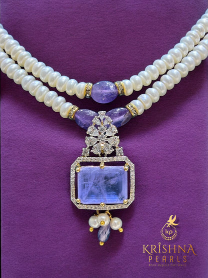 Amethyst With Pearls Necklace Set