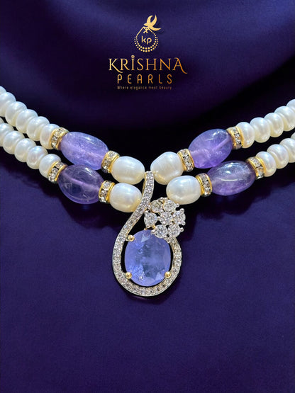 Amethyst & Pearls Necklace Set