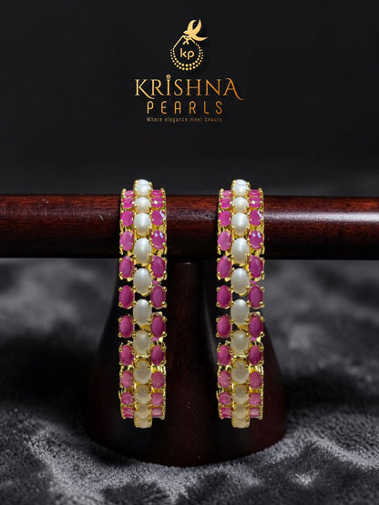 Beautiful Pearls & Ruby Studded Bangles